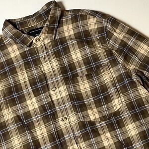 Cotton On Flannel Shirt Size M Brown Beige Blue Casual Button Up One Pocket Top